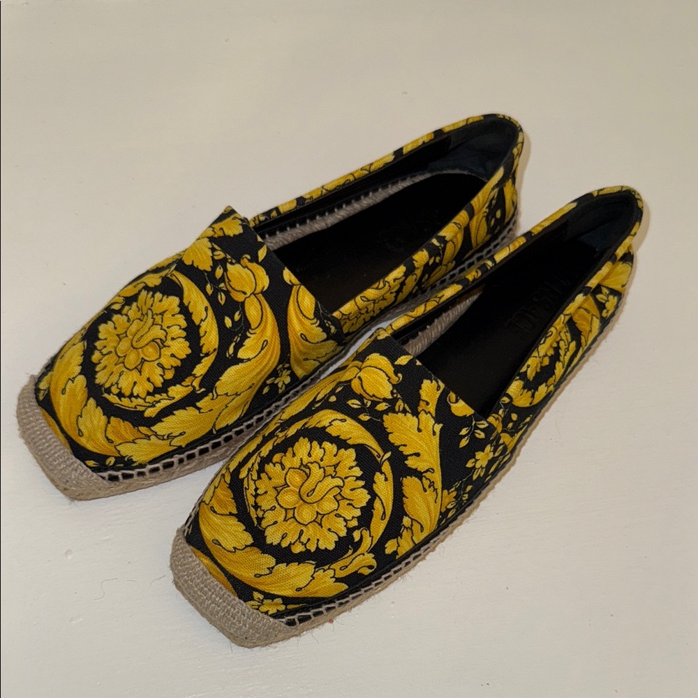 Versace Black and Gold Espadrilles